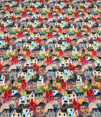 Townhouses Print Cotton Stretch Jersey 200 GSM 95/5 Lycra 4 Way Stretch - T9 Fabrics