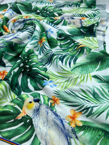 Tropical Print Spun Poly Stretch Fabric - T9 Fabrics