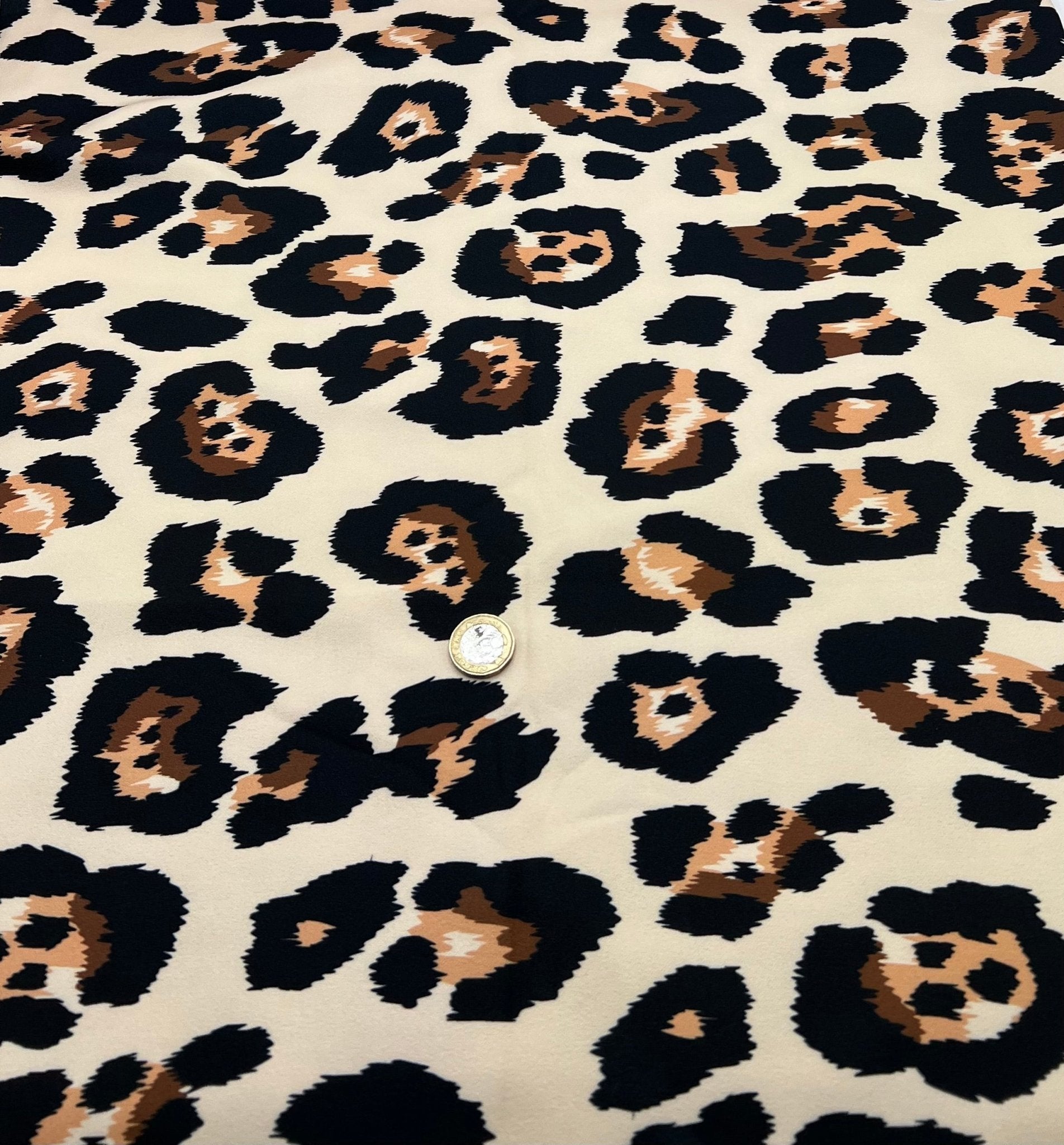 Vanilla Leopard Printed Scuba Crepe Jersey Fabric 4 Way Stretch - T9 Fabrics