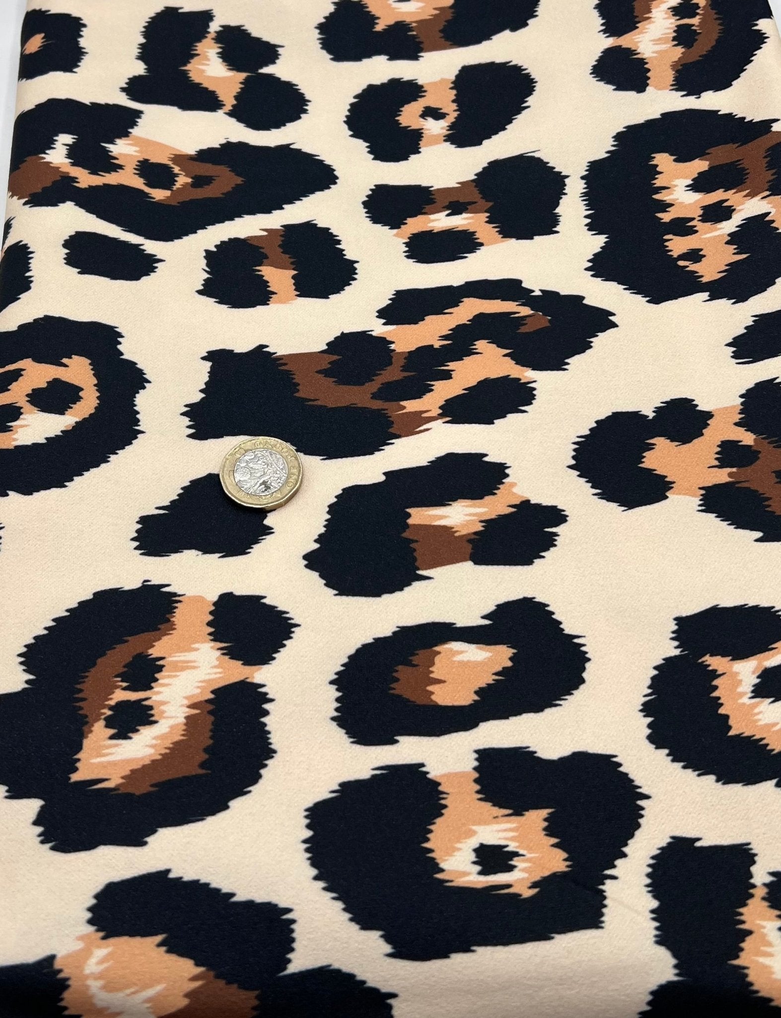 Vanilla Leopard Printed Scuba Crepe Jersey Fabric 4 Way Stretch - T9 Fabrics