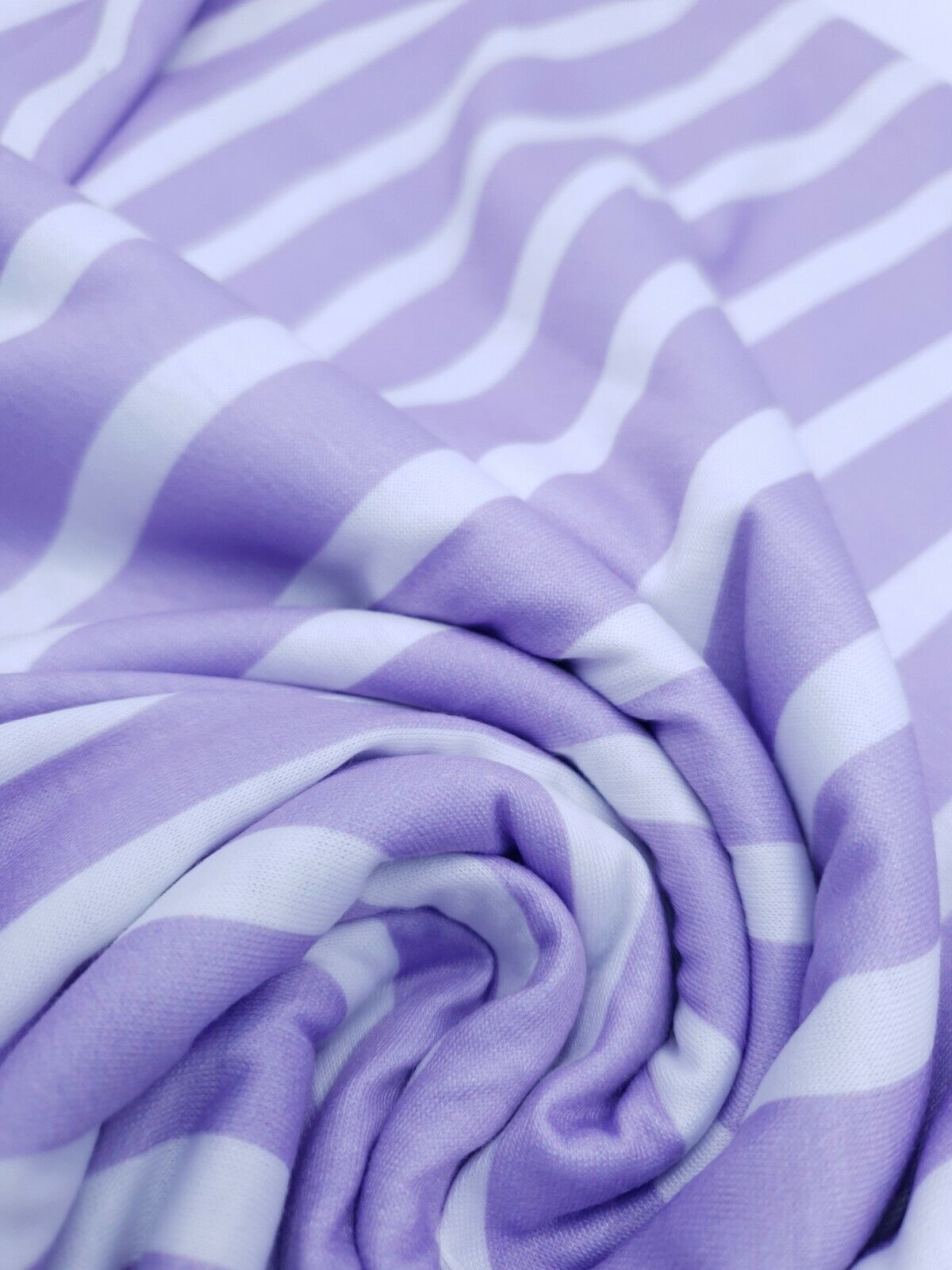 Vertical Stripe Lilac Print Spun Poly Stretch Fabric - T9 Fabrics