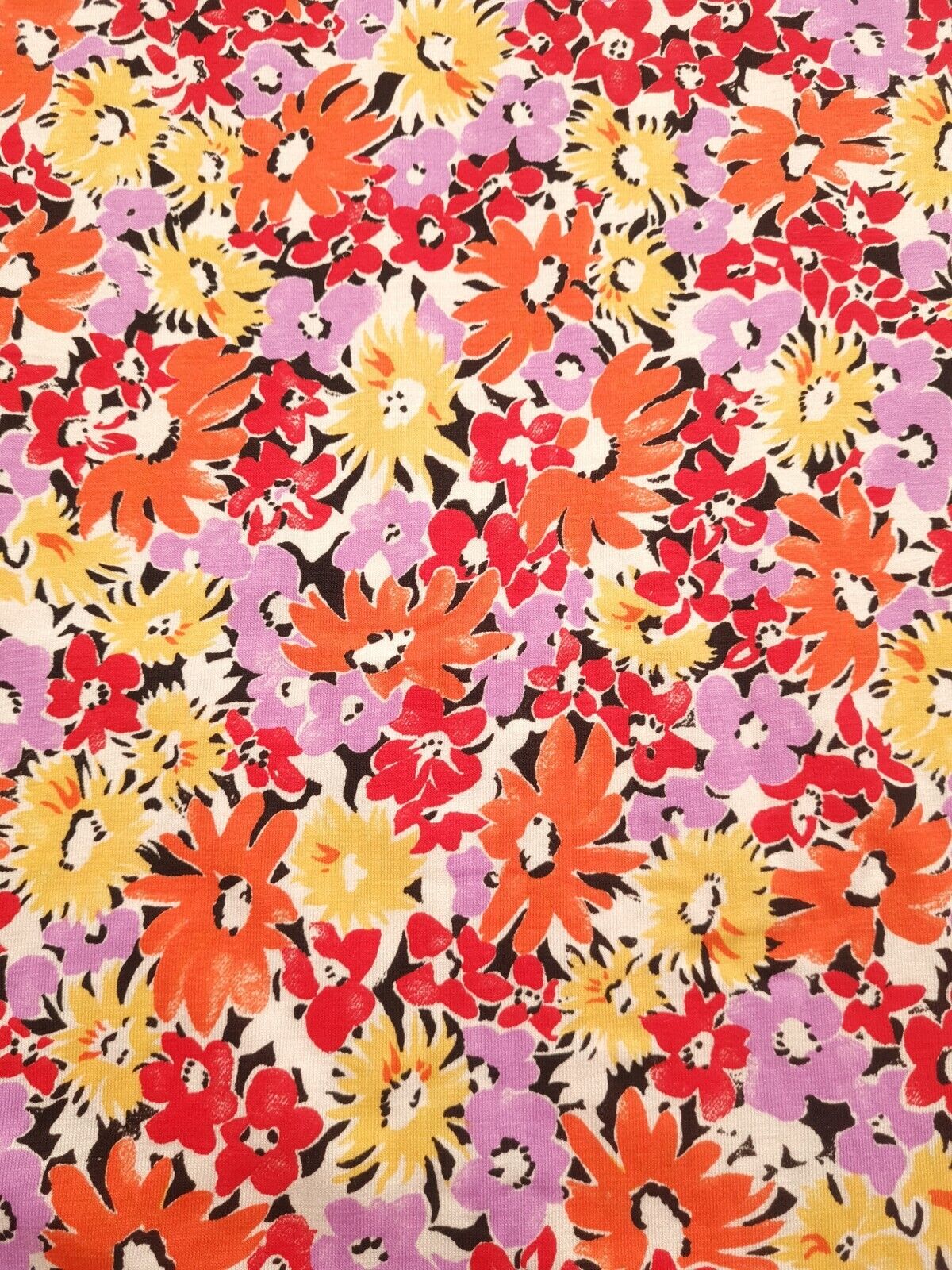 Vibrant Flower Print Floral Print Viscose Elastane Fabric - T9 Fabrics