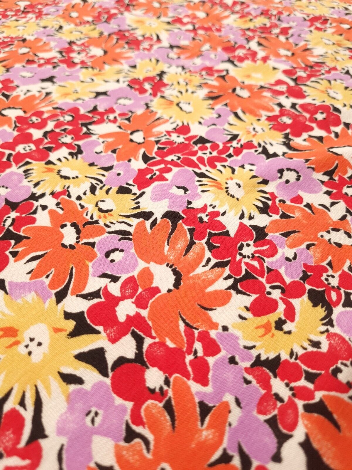 Vibrant Flower Print Floral Print Viscose Elastane Fabric - T9 Fabrics