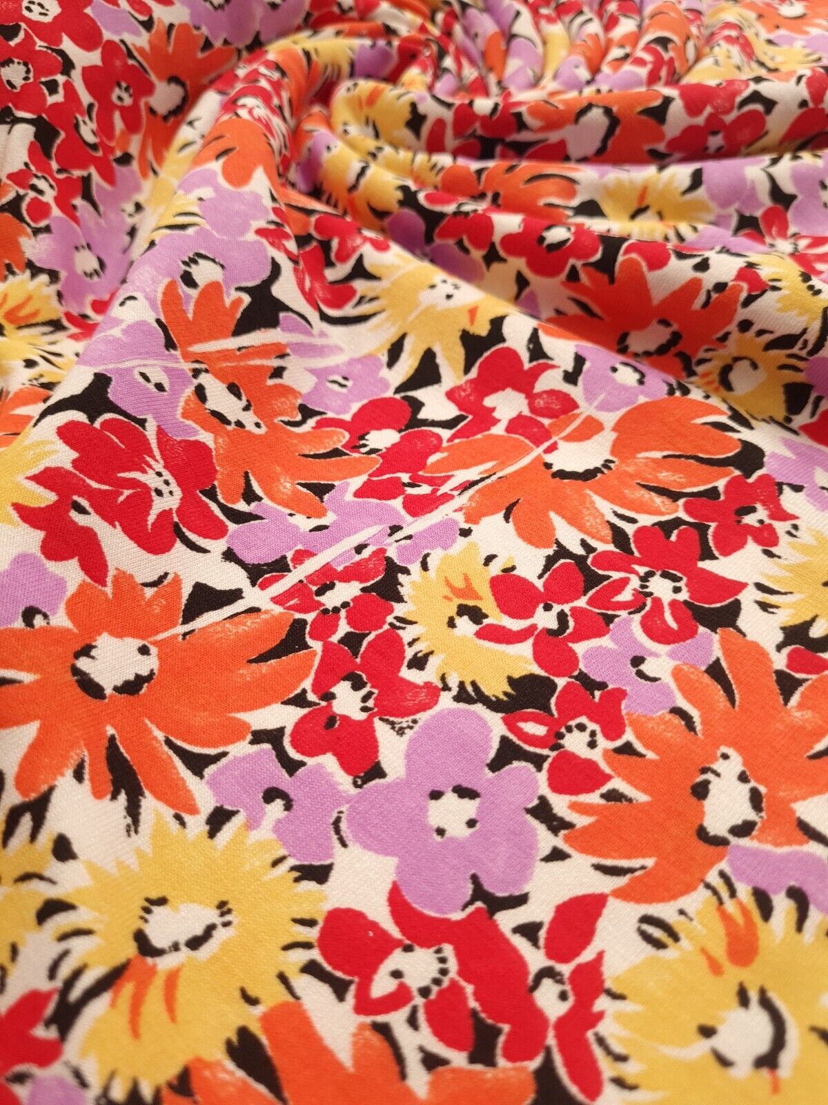 Vibrant Flower Print Floral Print Viscose Elastane Fabric - T9 Fabrics