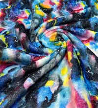 Watercolour Rainbow Galaxy Cuddle Fleece Fabric Blanket Loungewear - T9 Fabrics
