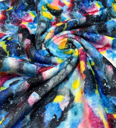 Watercolour Rainbow Galaxy Cuddle Fleece Fabric Blanket Loungewear - T9 Fabrics