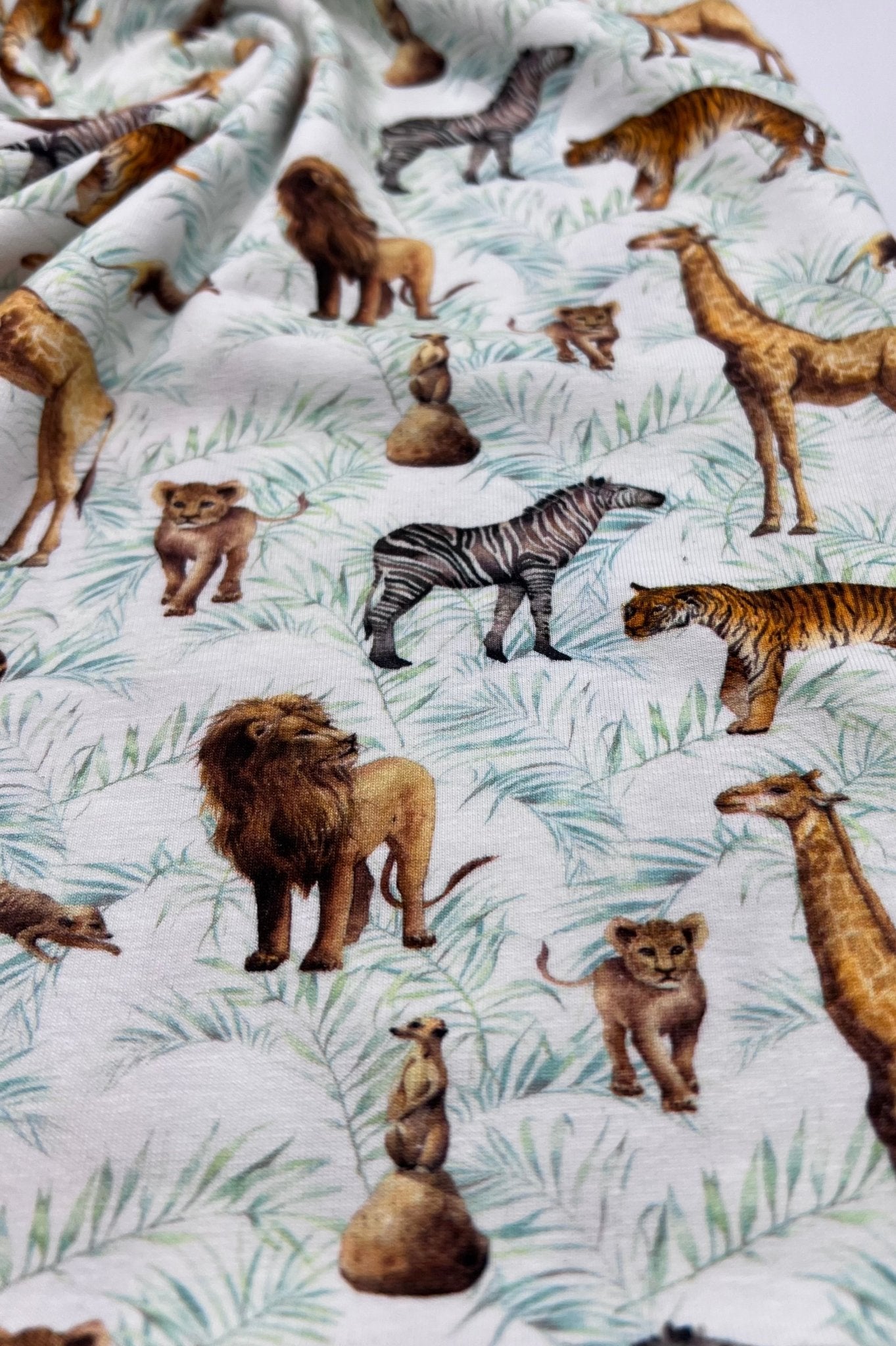 Watercolour Safari Cotton Stretch Jersey 200 GSM 95/5 Lycra 4 Way Stretch - T9 Fabrics