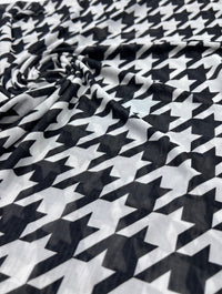 White Black Dogtooth Mesh Fabric Stretch - T9 Fabrics