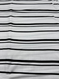 White Black Double Stripe Print Viscose Elastane Fabric - T9 Fabrics