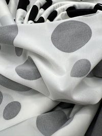 White Black Polka Print Soft Touch Stretch Fabric - T9 Fabrics