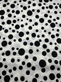 White Black Polka Print Soft Touch Stretch Fabric - T9 Fabrics