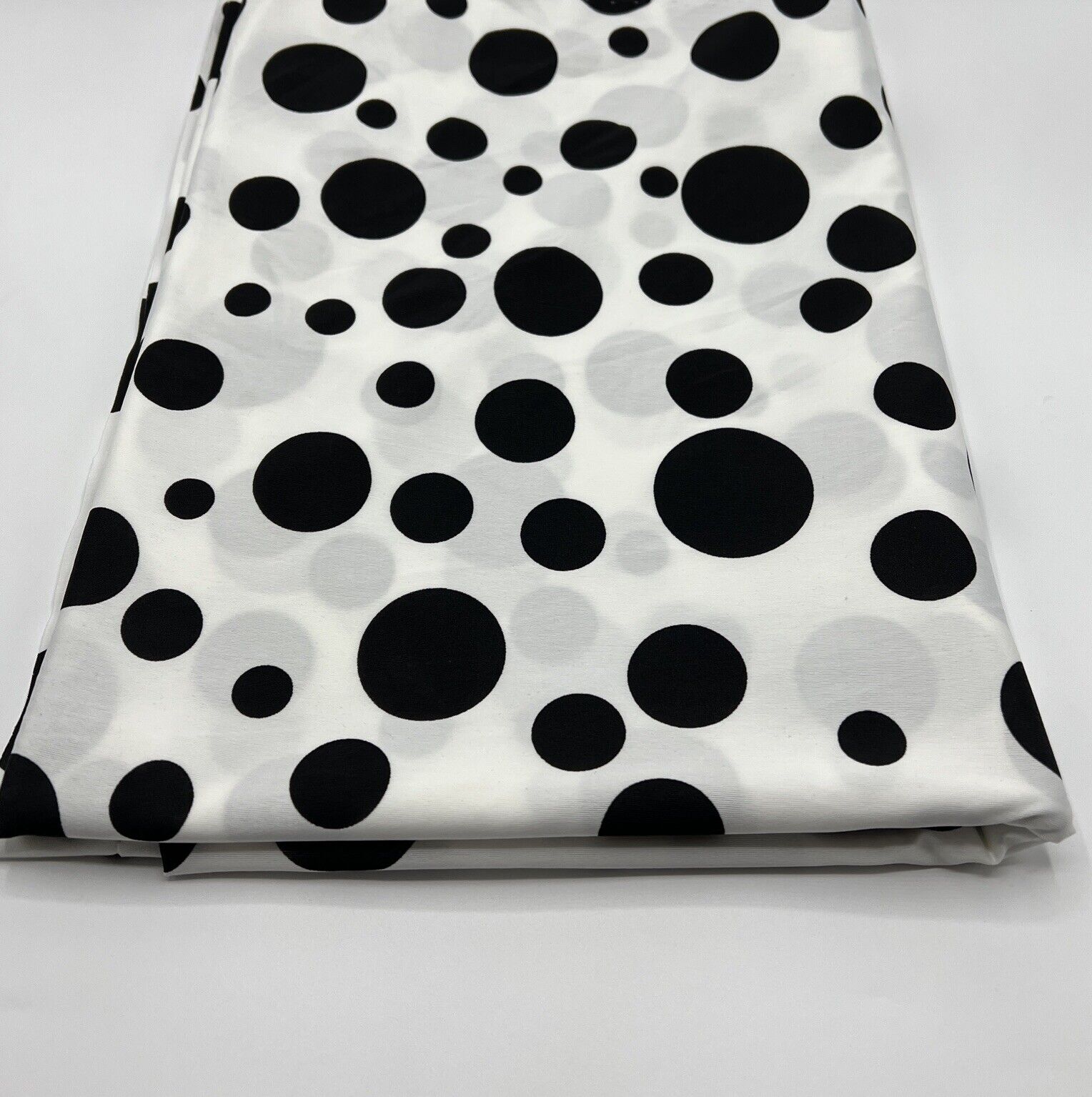 White Black Polka Print Soft Touch Stretch Fabric - T9 Fabrics