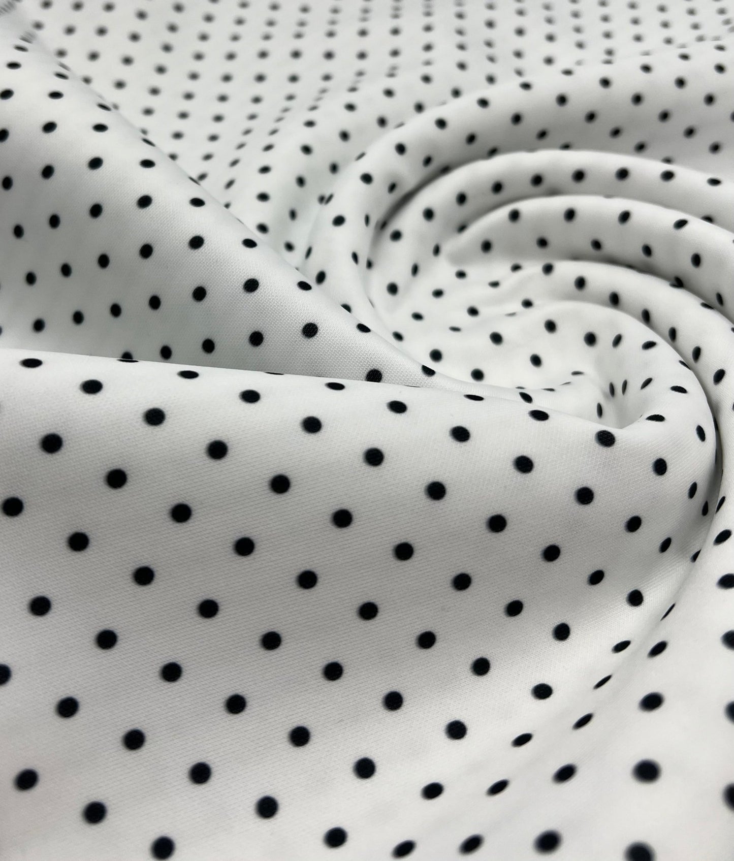 White Black Small Polka Dot Printed Plain Scuba Fabric - T9 Fabrics