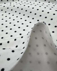 White Black Small Polka Dot Printed Plain Scuba Fabric - T9 Fabrics