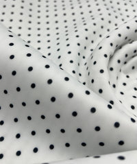 White Black Small Polka Dot Printed Plain Scuba Fabric - T9 Fabrics