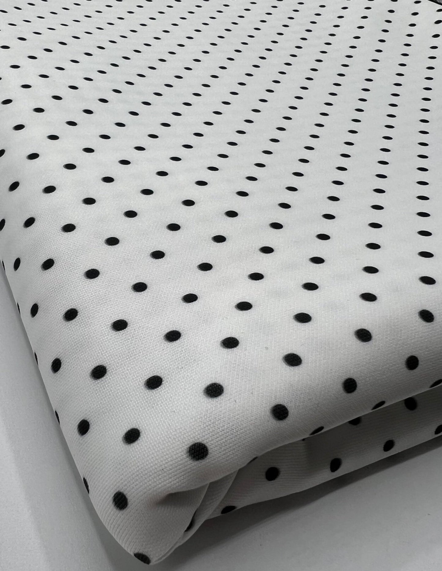 White Black Small Polka Dot Printed Plain Scuba Fabric - T9 Fabrics