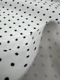 White Black Small Polka Dot Printed Plain Scuba Fabric - T9 Fabrics