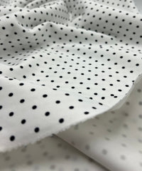 White Black Small Polka Dot Printed Plain Scuba Fabric - T9 Fabrics