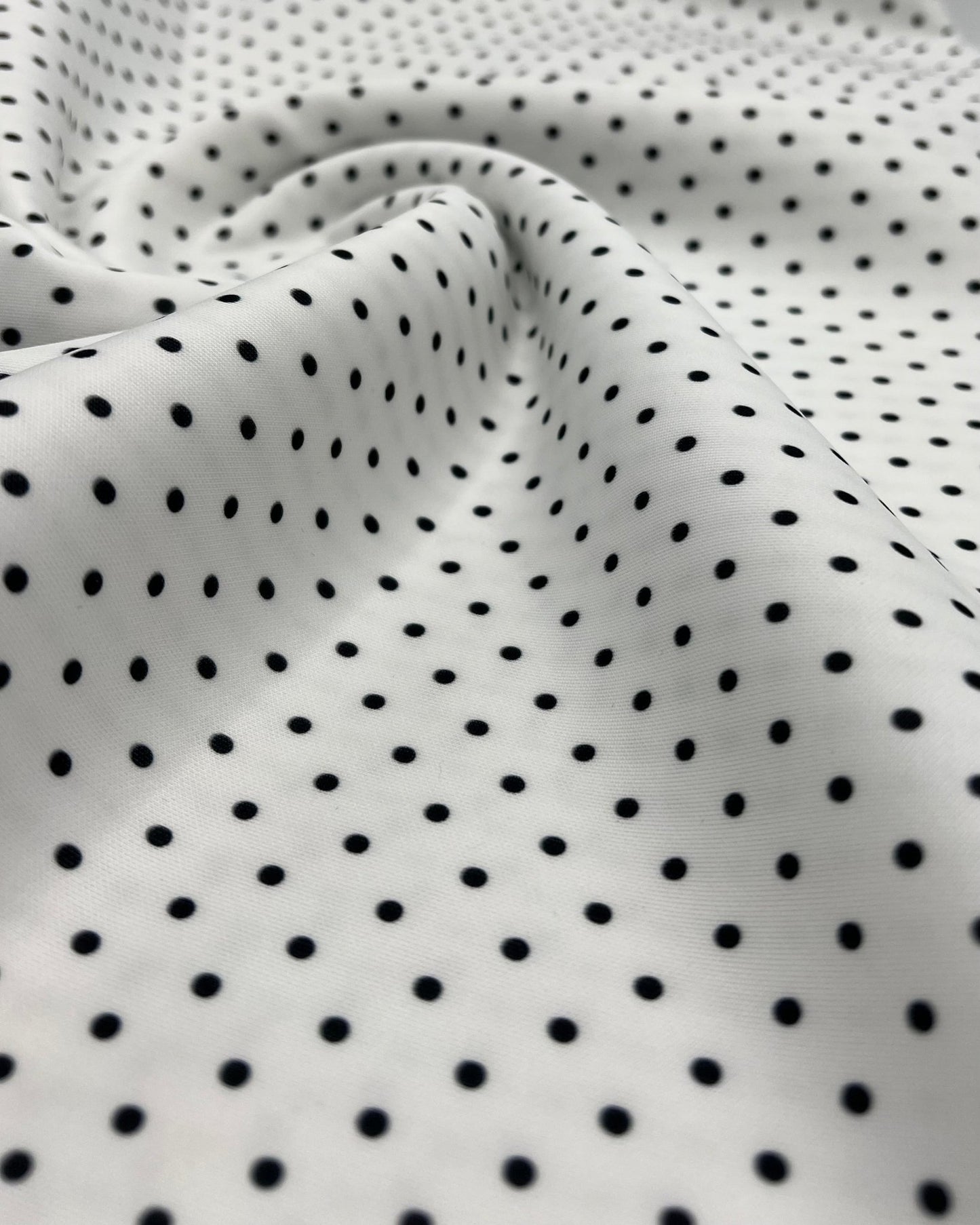 White Black Small Polka Dot Printed Plain Scuba Fabric - T9 Fabrics