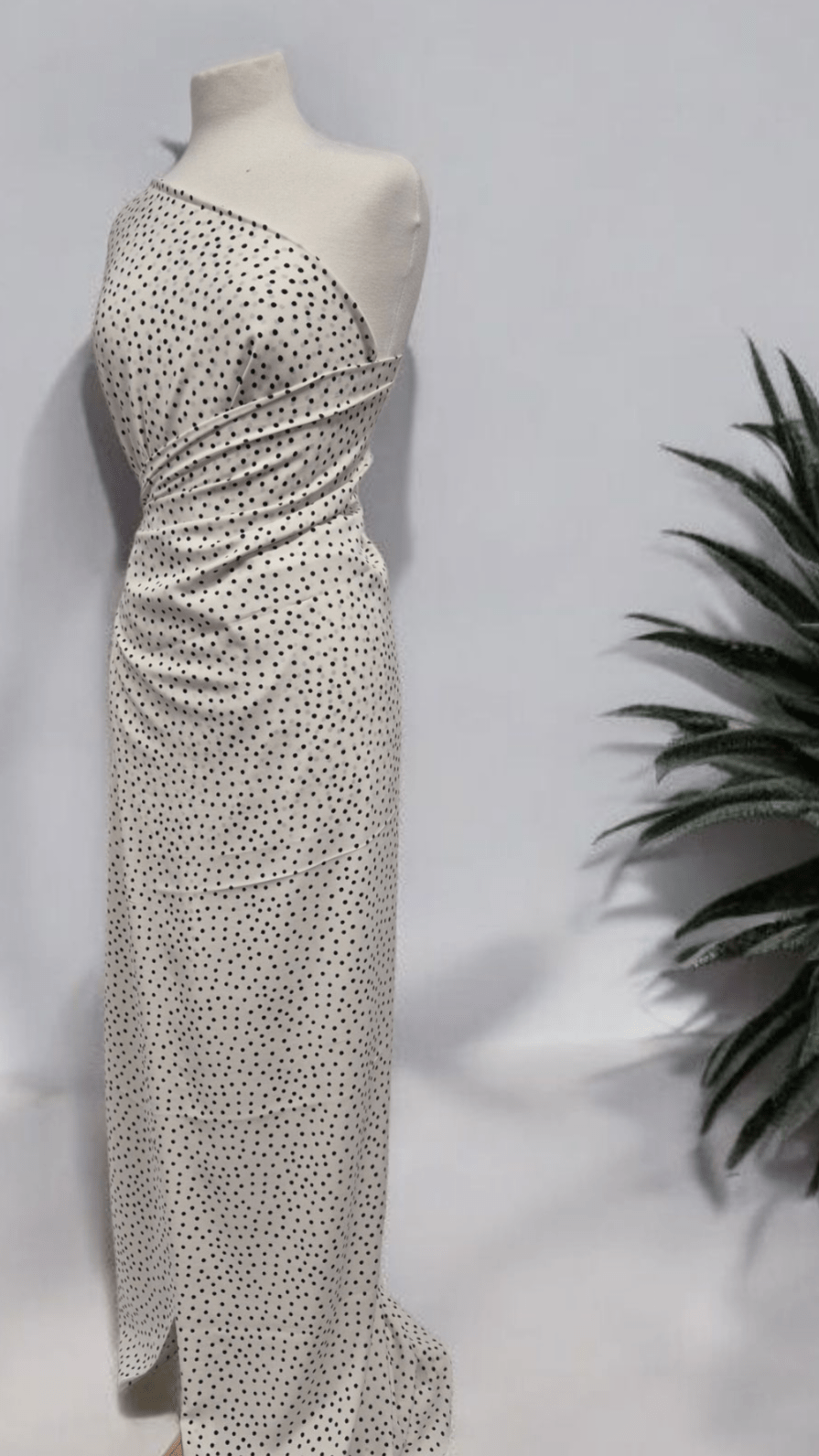 White Black Spot Lightweight Non Stretch Woven Fabric - T9 Fabrics