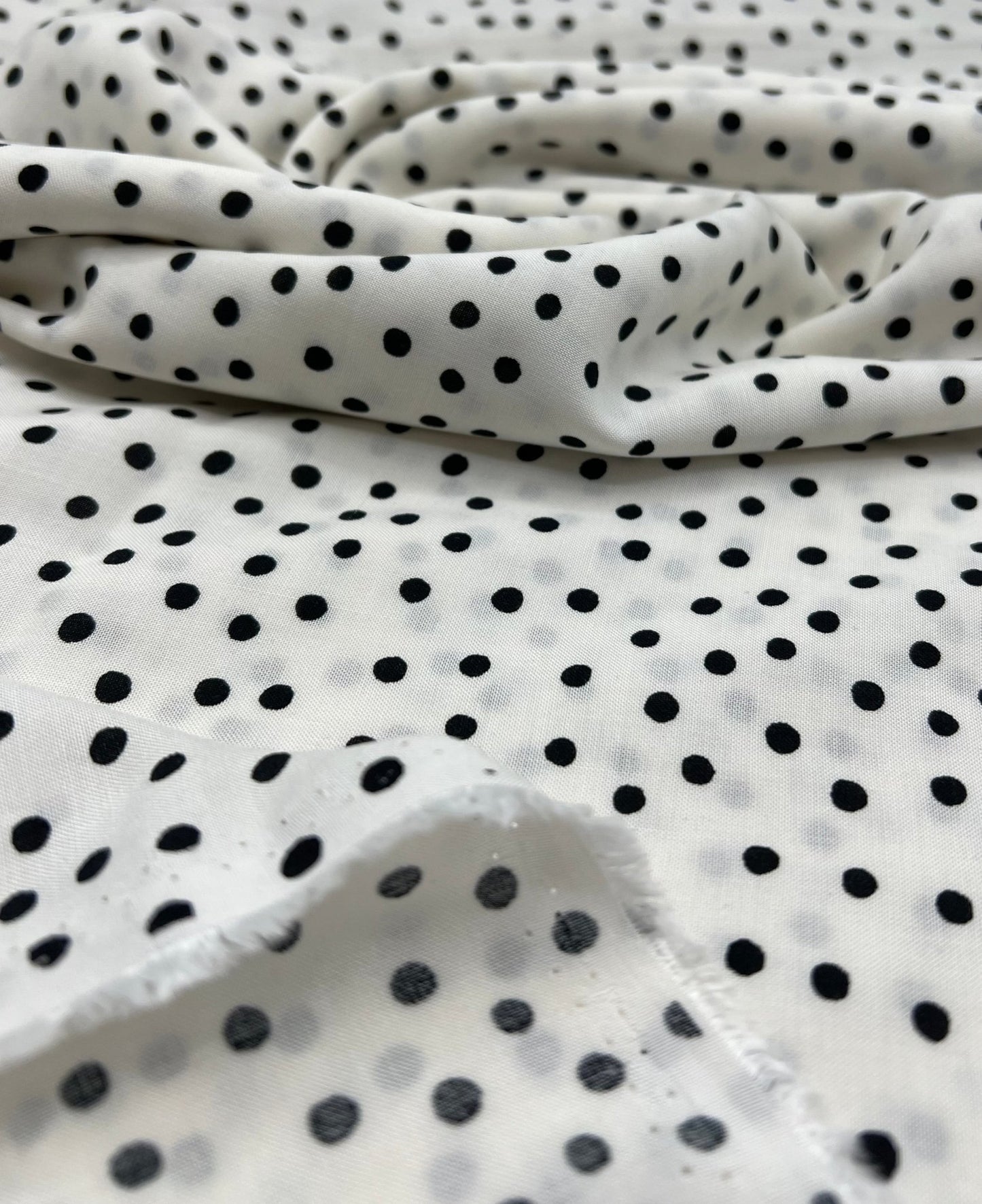 White Black Spot Lightweight Non Stretch Woven Fabric - T9 Fabrics