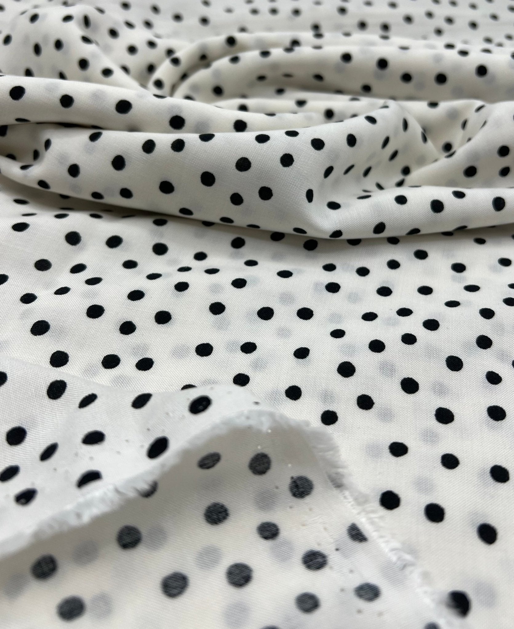 White Black Spot Lightweight Non Stretch Woven Fabric - T9 Fabrics