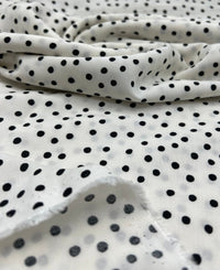 White Black Spot Lightweight Non Stretch Woven Fabric - T9 Fabrics