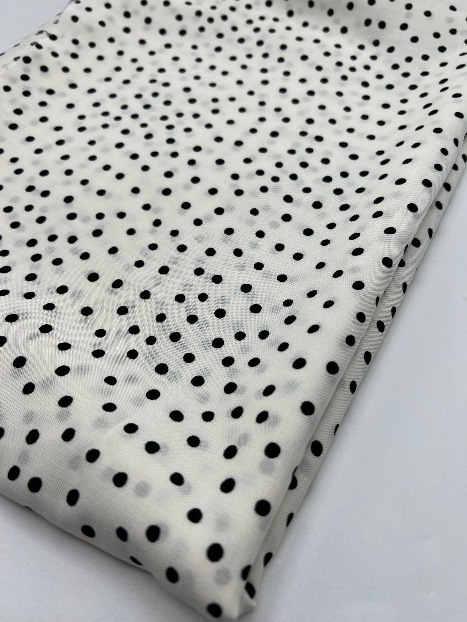 White Black Spot Lightweight Non Stretch Woven Fabric - T9 Fabrics