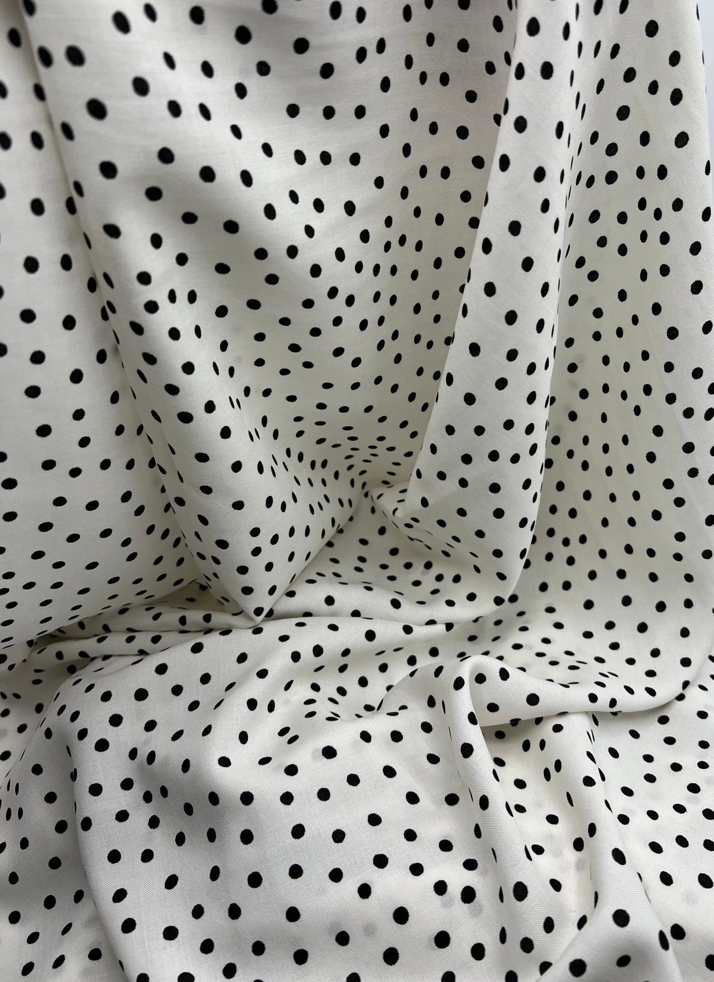 White Black Spot Lightweight Non Stretch Woven Fabric - T9 Fabrics