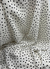 White Black Spot Lightweight Non Stretch Woven Fabric - T9 Fabrics