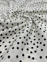 White Black Spot Lightweight Non Stretch Woven Fabric - T9 Fabrics