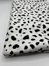 White Black Spots Print Viscose Elastane Fabric - T9 Fabrics