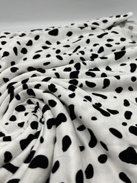 White Black Spots Print Viscose Elastane Fabric - T9 Fabrics