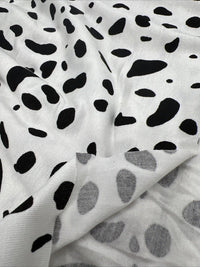 White Black Spots Print Viscose Elastane Fabric - T9 Fabrics