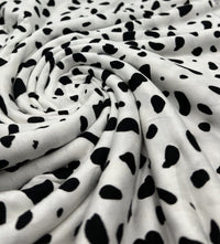 White Black Spots Print Viscose Elastane Fabric - T9 Fabrics