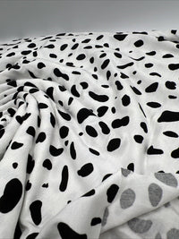 White Black Spots Print Viscose Elastane Fabric - T9 Fabrics