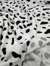 White Black Spots Print Viscose Elastane Fabric - T9 Fabrics