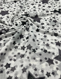 White Black Star Print Mesh Fabric Stretch - T9 Fabrics