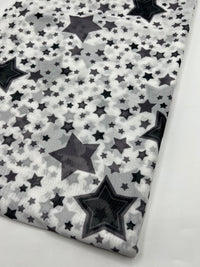 White Black Star Print Mesh Fabric Stretch - T9 Fabrics