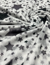 White Black Star Print Mesh Fabric Stretch - T9 Fabrics