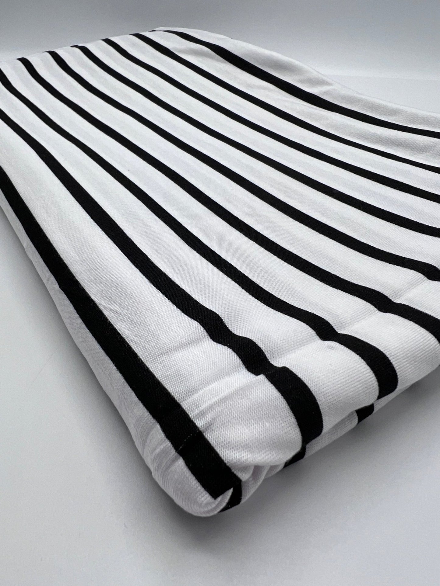 White Black Stripe Print Viscose Elastane Fabric - T9 Fabrics