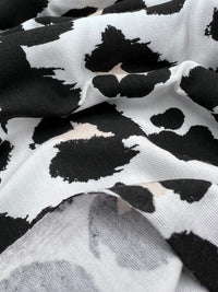 White Black Tie Dye Print Viscose Elastane Fabric - T9 Fabrics