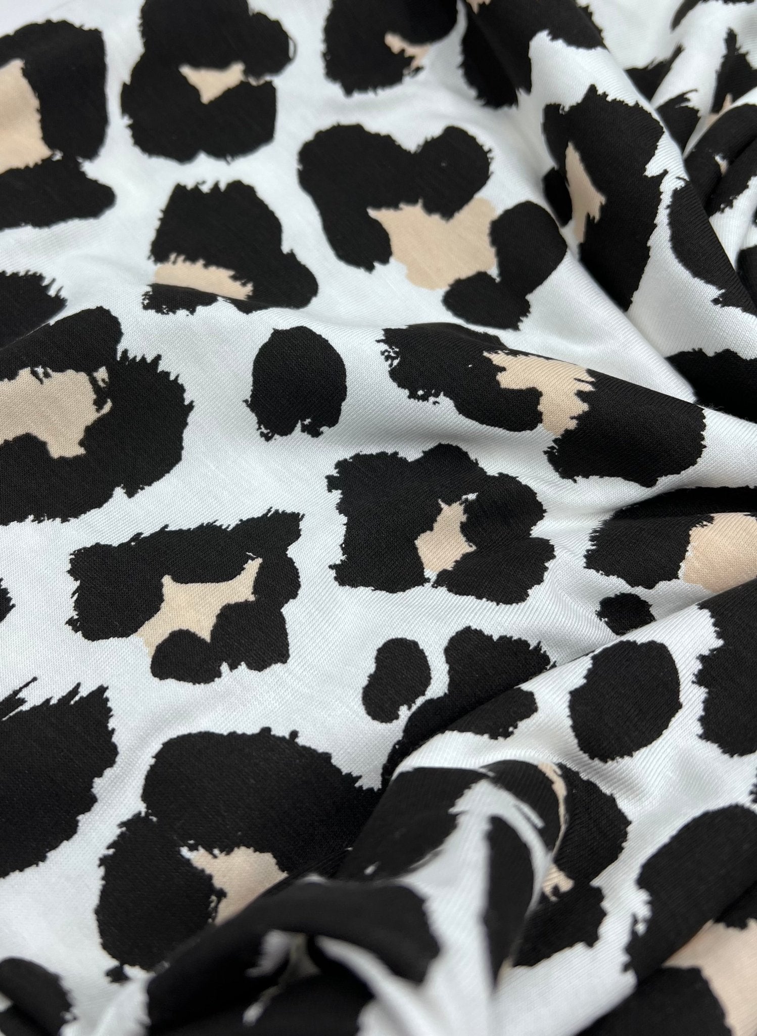 White Black Tie Dye Print Viscose Elastane Fabric - T9 Fabrics