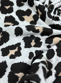 White Black Tie Dye Print Viscose Elastane Fabric - T9 Fabrics