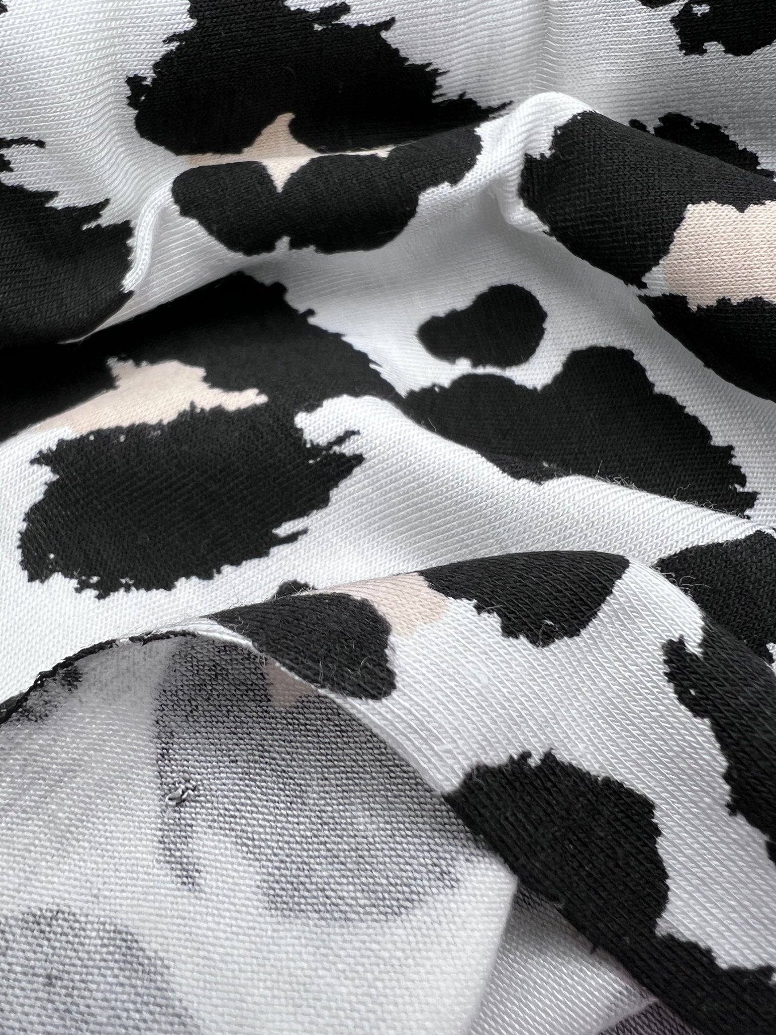 White Black Tie Dye Print Viscose Elastane Fabric - T9 Fabrics