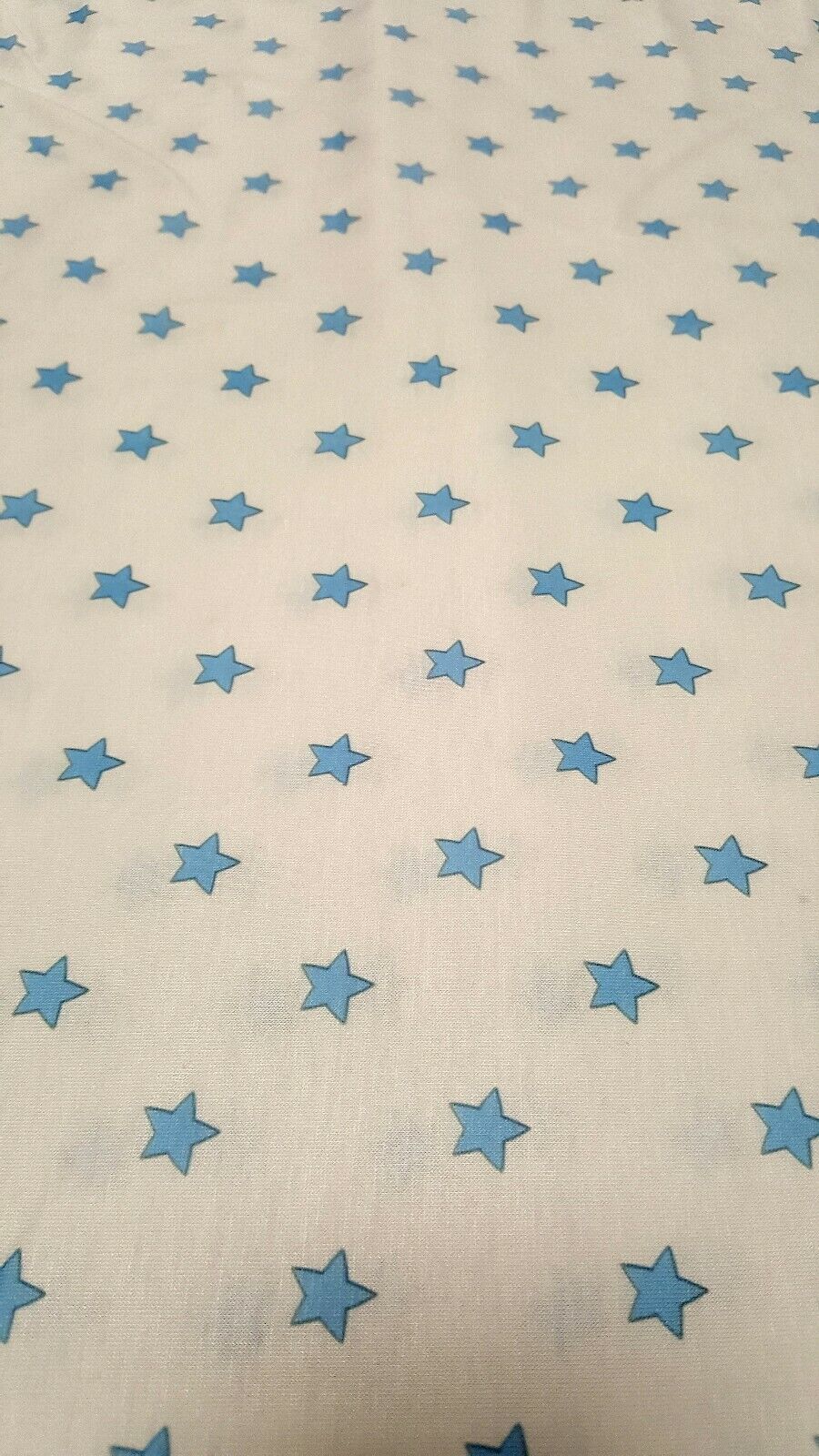 White Blue Star Print Spun Poly Stretch Fabric - T9 Fabrics