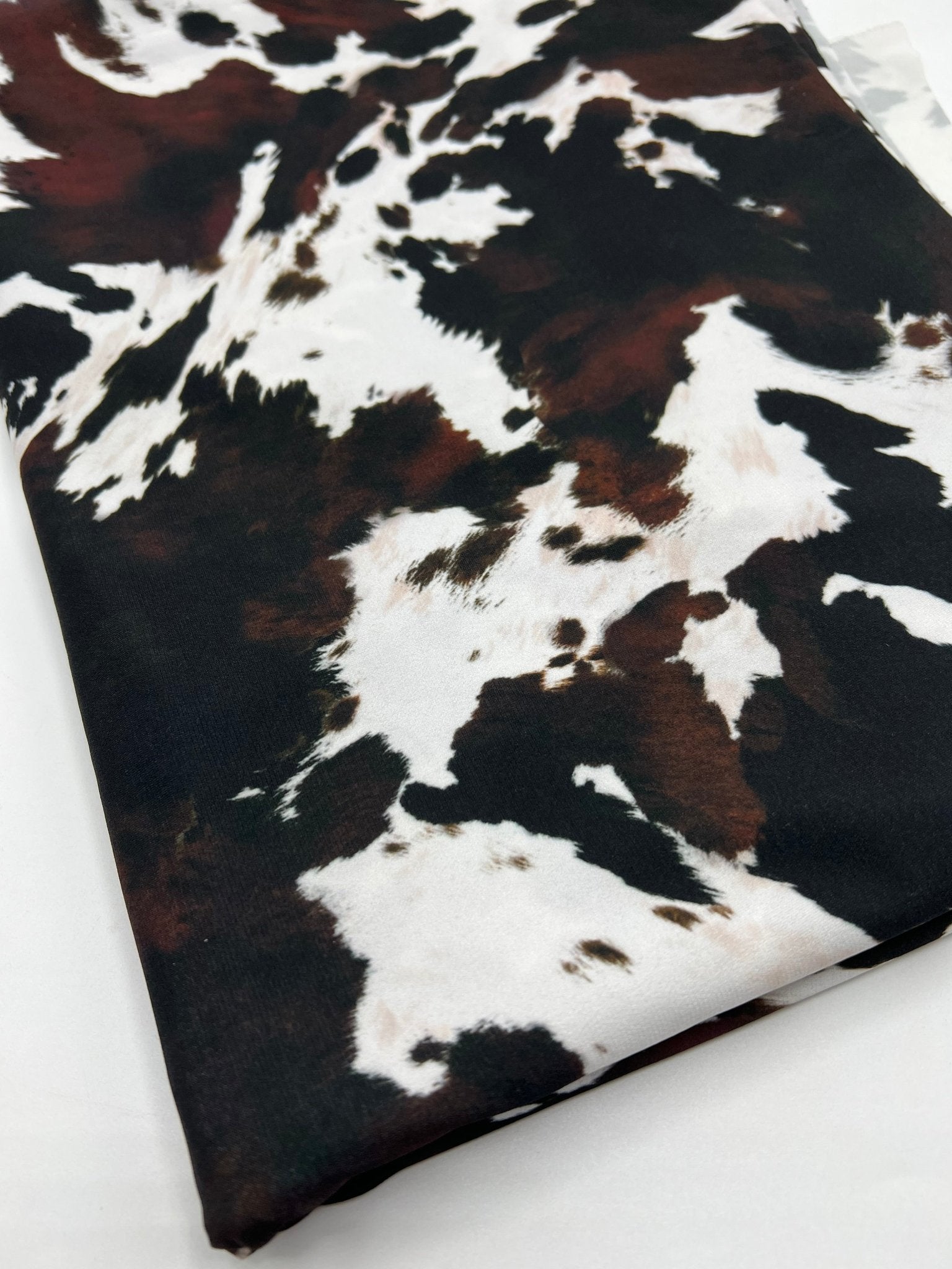 White Brown Cow Animal Print ITY Fabric 4 Way Stretch - T9 Fabrics