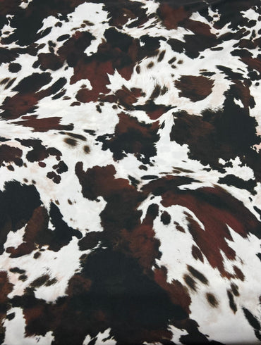 White Brown Cow Animal Print ITY Fabric 4 Way Stretch - T9 Fabrics