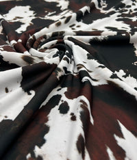 White Brown Cow Animal Print ITY Fabric 4 Way Stretch - T9 Fabrics