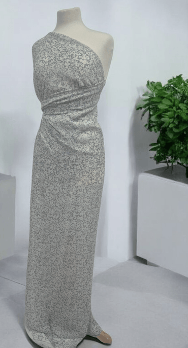 White Ditsy Floral Printed Chiffon Dress Fabric - T9 Fabrics